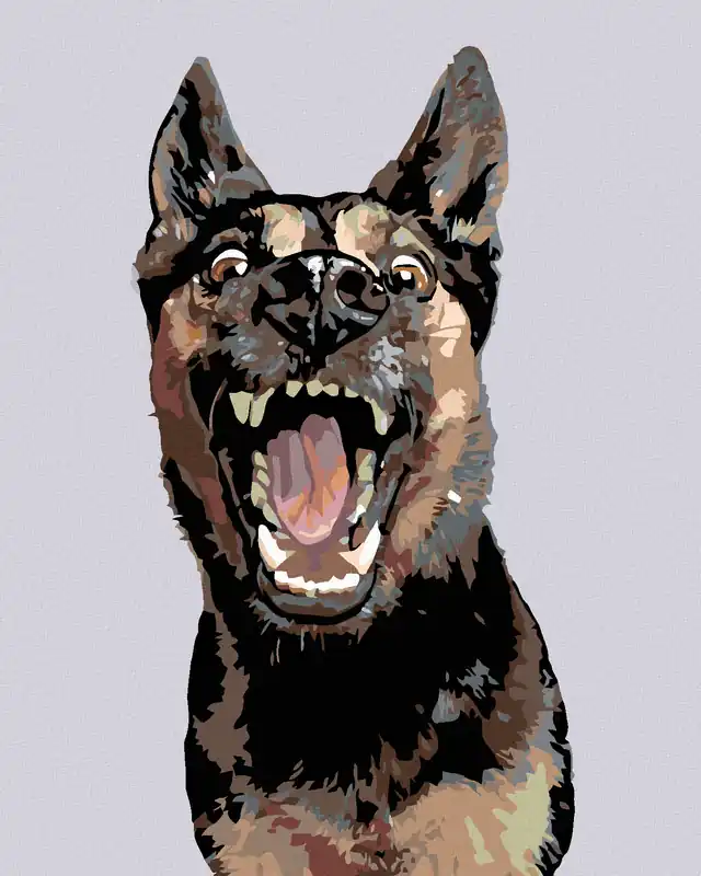 Angebot Diamond painting – DEUTSCHER SCHÄFERHUND MIT OFFENEM MAUL