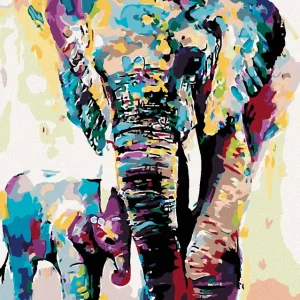 Original Diamond painting - GEMALTE ELEFANTEN