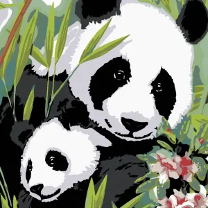 Echt Diamond painting - PANDABÄR MIT SEINEM WELPEN