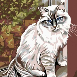 Diamond painting - WEIßE KATZE IM FENSTER Neu