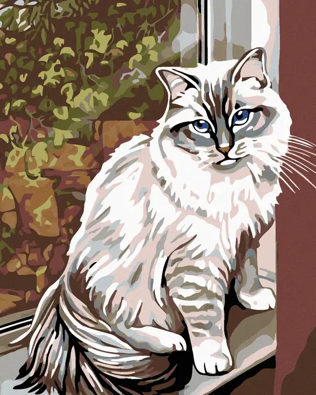 Diamond painting – WEIßE KATZE IM FENSTER Neu