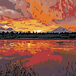 Diamond painting - WUNDERSCHÖNER SONNENUNTERGANG Kostenfreie Lieferung