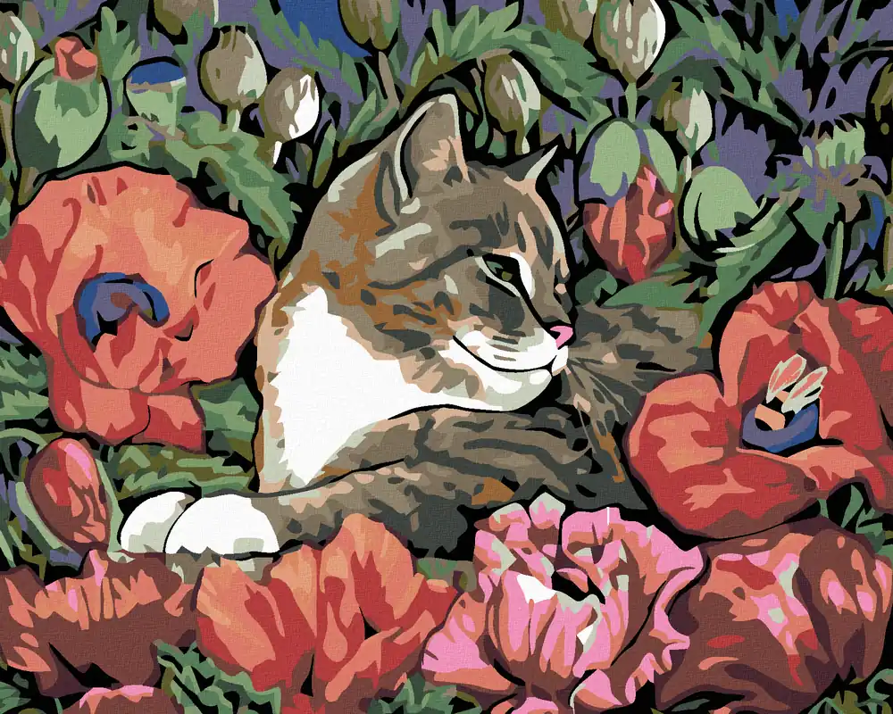 Neue Ware Diamond painting – KÄTZCHEN UND SCHLAFMOHN