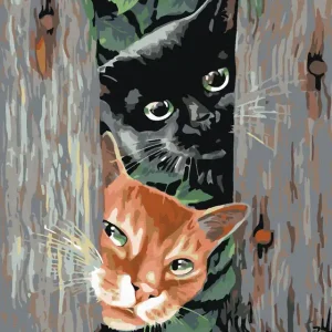 Super-Preis Diamond painting - LAUERNDE KATZEN