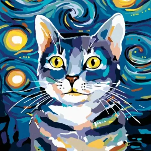 Diamond painting - KÄTERCHEN UNTER DEM NACHTHIMMEL Preis Gesenkt