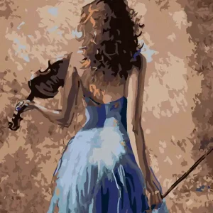 Angebot Diamond painting - GEIGENSPIELERIN IN BLAUEM KLEID