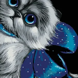 Begrenztes Angebot Diamond painting - BLAUÄUGIGES KÄTZCHEN MIT SCHLEIFE