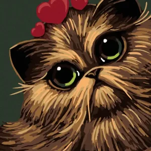 Diamond painting - KATZE MIT DREI HERZCHEN Gratis Versand