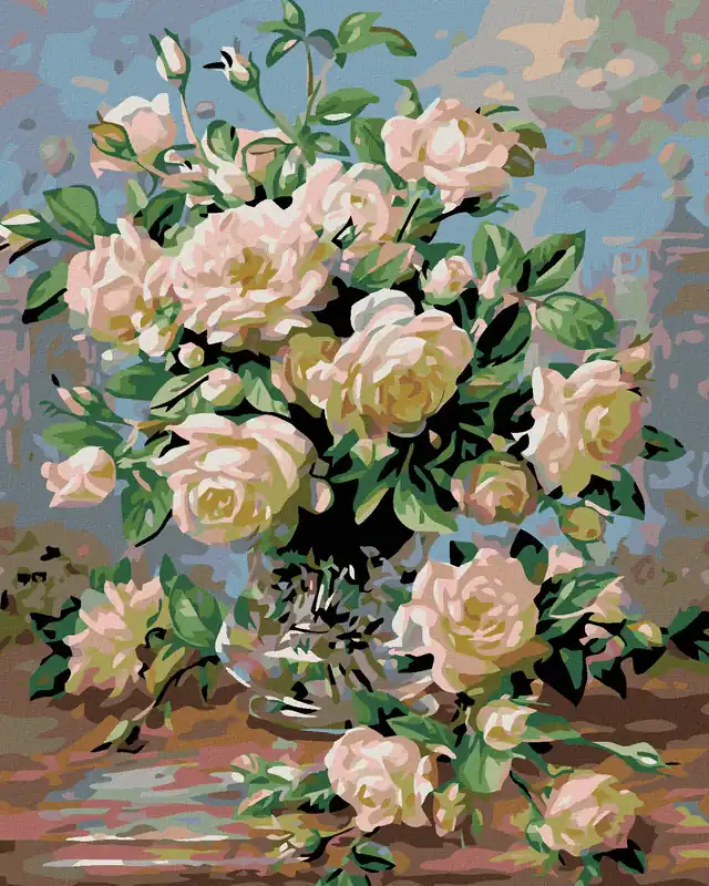 Diamond painting – WEIßE ROSEN Rabatt