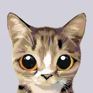 Handgefertigt Diamond painting - ÄUGIGES GESTREIFTES KÄTZCHEN