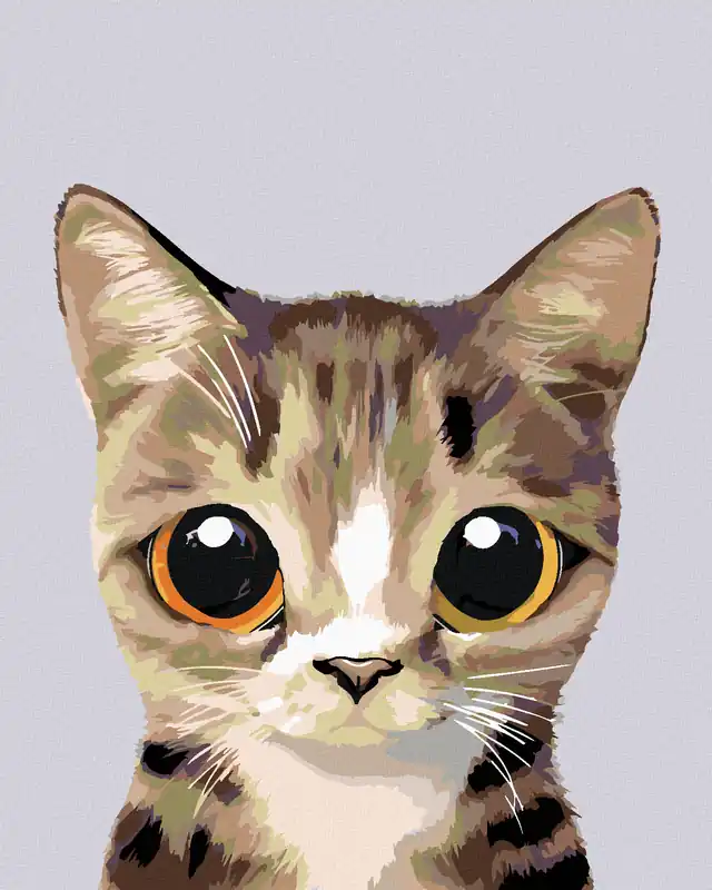 Handgefertigt Diamond painting – ÄUGIGES GESTREIFTES KÄTZCHEN