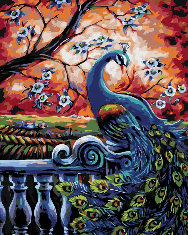Diamond painting – PFAU UNTER BLÜHENDEM BAUM Jetzt Kaufen