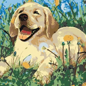 Diamond painting - HUNDEWELPE IM LÖWENZAHN Bestpreis