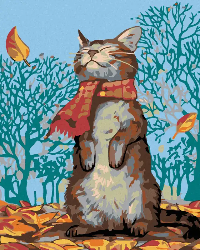 Versand Am Gleichen Tag Diamond painting – KATZE UND HERBSTWETTER