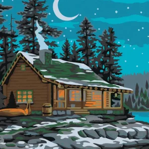 Heute Kaufen Diamond painting - HÜTTE UNTER DEM NACHTHIMMEL