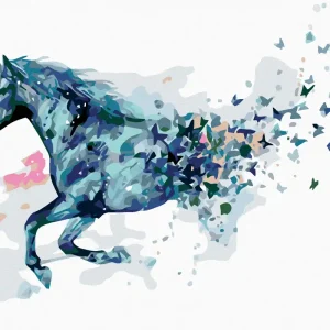 Jetzt Kaufen Diamond painting - ABSTRAKTES PFERD BLAU