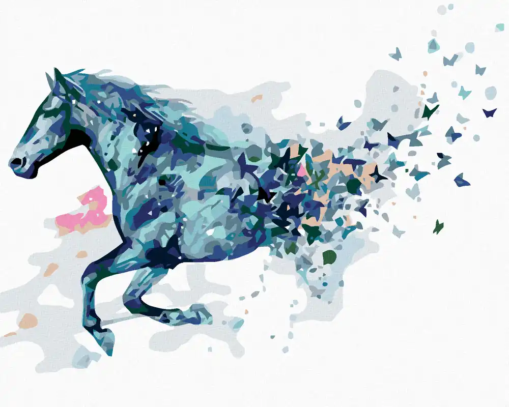 Jetzt Kaufen Diamond painting – ABSTRAKTES PFERD BLAU