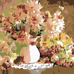 Diamond painting - PRÄCHTIGER BLUMENSTRAUß IN WEIßER VASE Schnäppchen