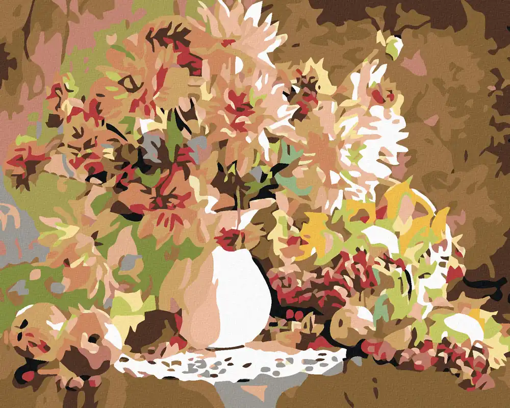 Diamond painting – PRÄCHTIGER BLUMENSTRAUß IN WEIßER VASE Schnäppchen