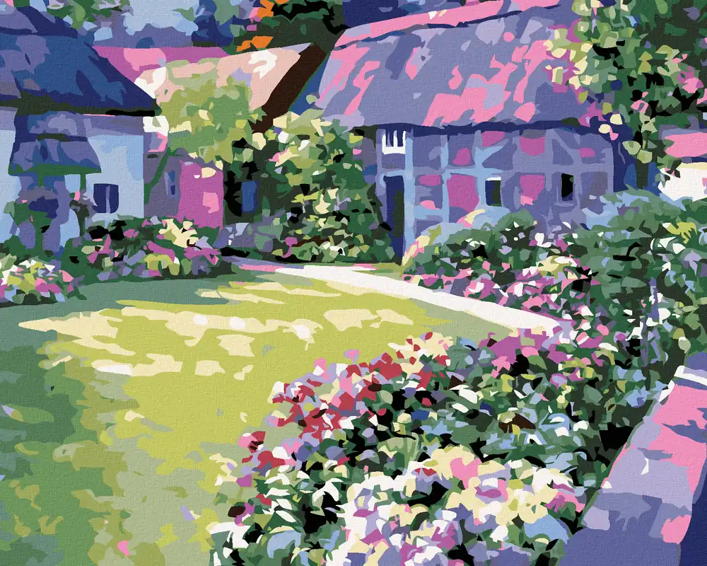 Diamond painting – BLUMEN IM HAUSGARTEN Kostenloser Rückversand