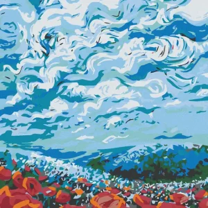 Direkt Vom Hersteller Diamond painting - FELD MIT ROTEN BLÜTEN