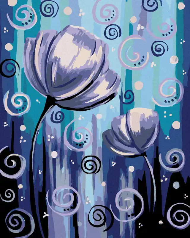 Diamond painting – BLUMEN UND KLEINE SPIRALEN Top-Qualität