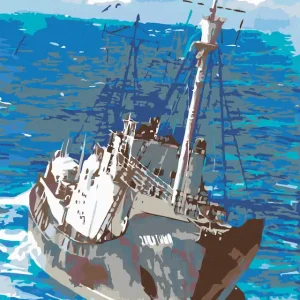 Diamond painting - FISCHERBOOT AM MEER Handgefertigt