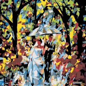 Diamond painting - BRAUT MIT BRÄUTIGAM IM REGEN Markenware