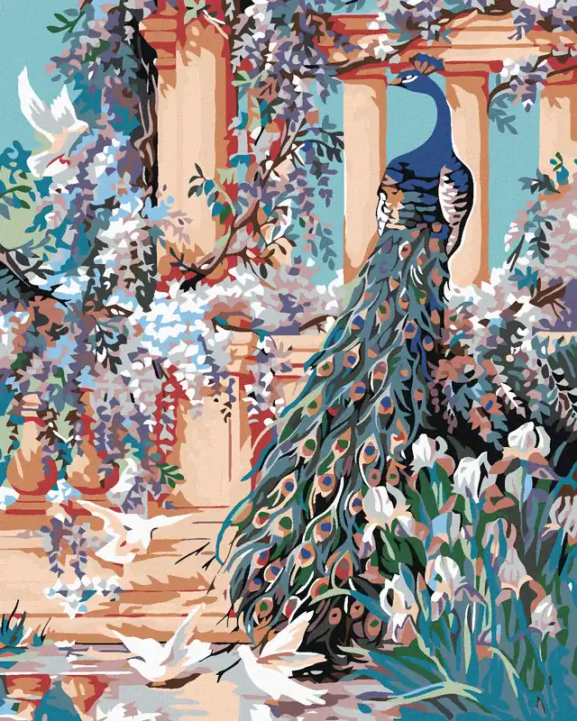 Geprüft Diamond painting – PFAU IM BLUMENGARTEN
