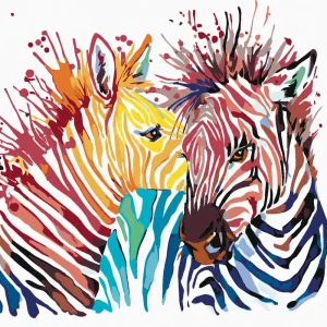 Top-Qualität Diamond painting - FARBIGE ZEBRAS