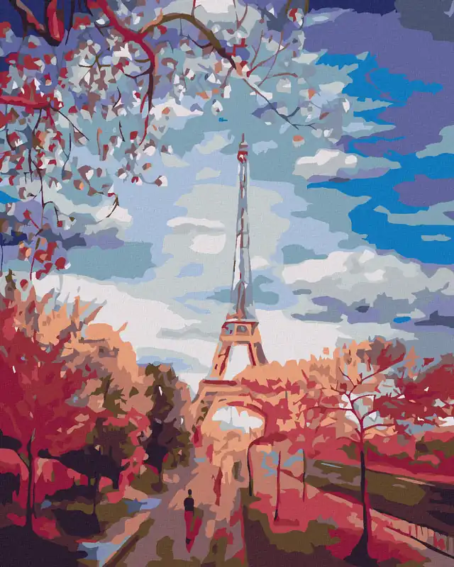 Original Diamond painting – BAUMALLEE ZUM EIFFELTURM