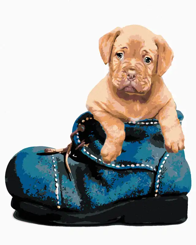 Diamond painting – HUNDEWELPE IM SCHUH Preiswert