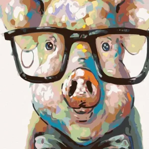 Billig Diamond painting - SCHWEINCHEN MIT BRILLE