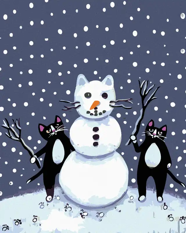 Top-Seller Diamond painting – SCHWARZE KÄTERCHEN UND SCHNEEMANN