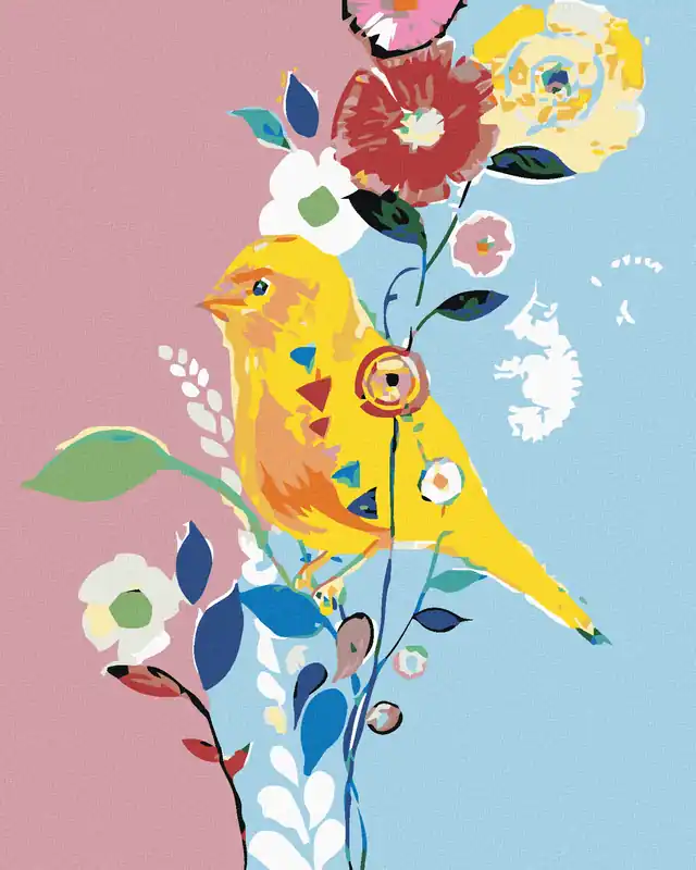 Diamond painting – GELBES VÖGLEIN MIT BLUMEN Sale