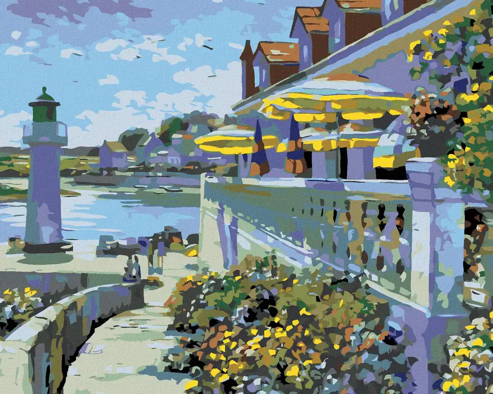 Diamond painting – TERRASSE UND KLEINER LEUCHTTURM Rabatt