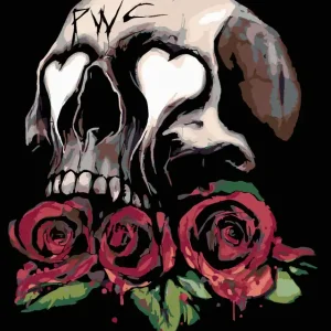 Diamond painting - TOTENKOPF UND DREI ROTE ROSEN Garantierte Lieferung