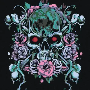Jetzt Kaufen Diamond painting - TOTENKOPF UND ROTER BLICK