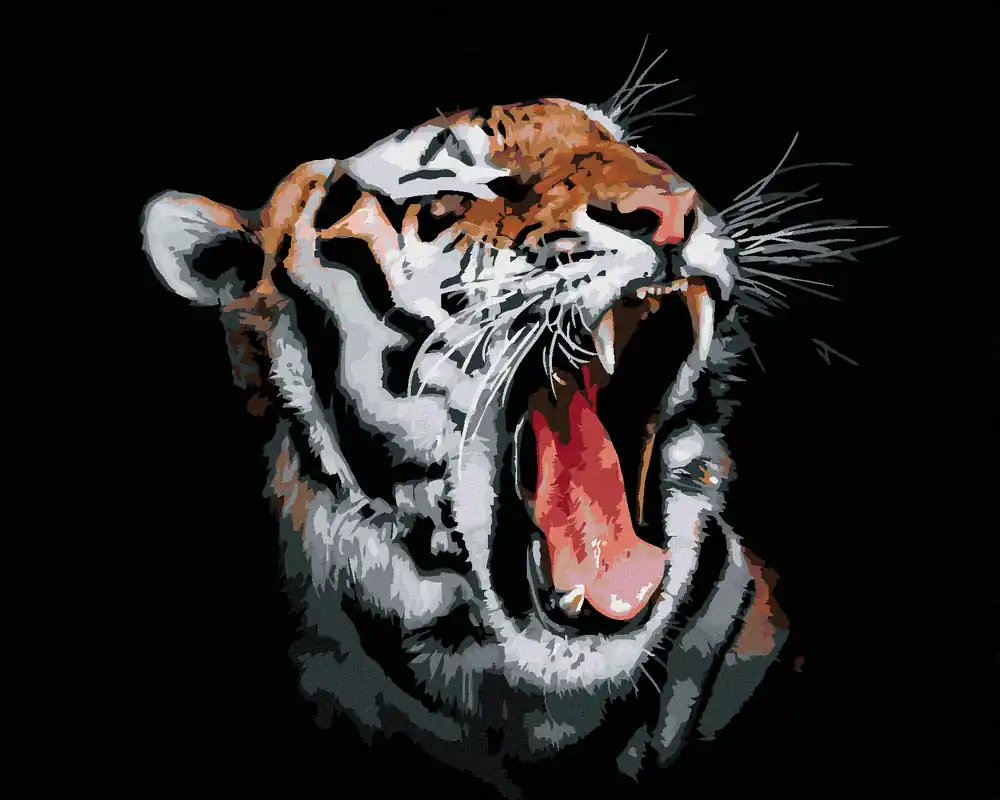 Top-Seller Diamond painting – TIGER MIT OFFENEM MAUL