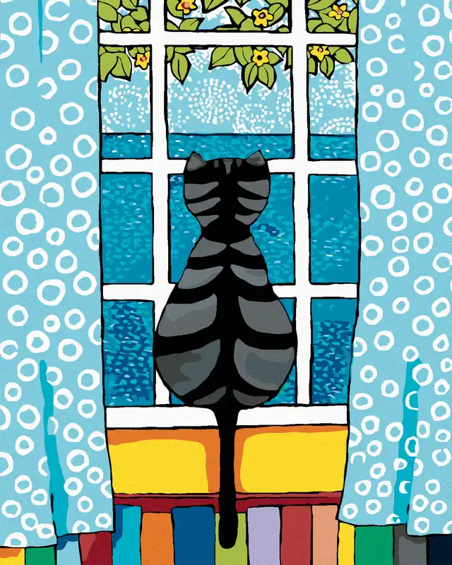 Solange Der Vorrat Reicht Diamond painting – KATZE HINTER DEM FENSTER