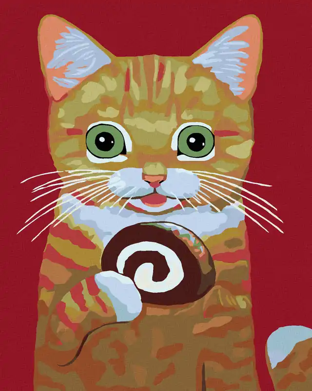 Diamond painting – KATZE MIT EINER ROULADE Weltweiter Versand