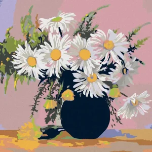 Diamond painting - MARGERITEN IN SCHWARZER VASE Günstig
