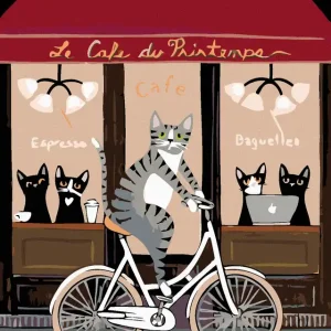 Garantierte Lieferung Diamond painting - KATER AUF DEM FAHRRAD VOR DEM KAFFEEHAUS