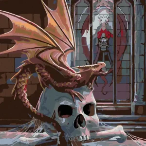 Diamond painting - TOTENKOPF UND KLEINER DRACHEN Günstig