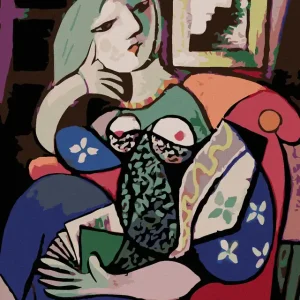 Letzte Chance Diamond painting - FRAU MIT BUCH IM WOHNZIMMER