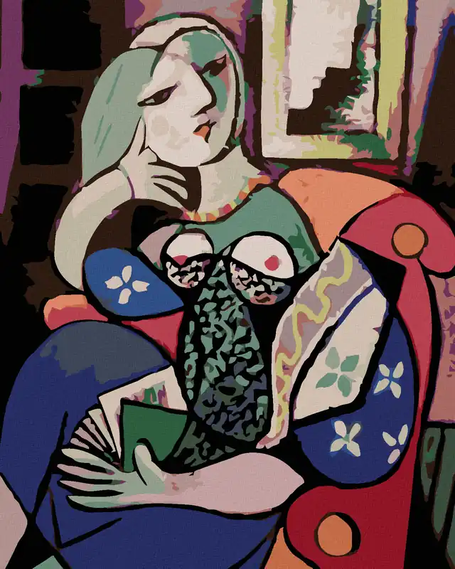 Letzte Chance Diamond painting – FRAU MIT BUCH IM WOHNZIMMER