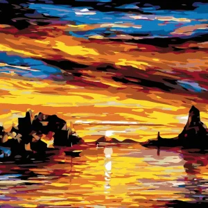 Diamond painting - WUNDERSCHÖNE BUCHT BEIM SONNENUNTERGANG Kostenloser Rückversand
