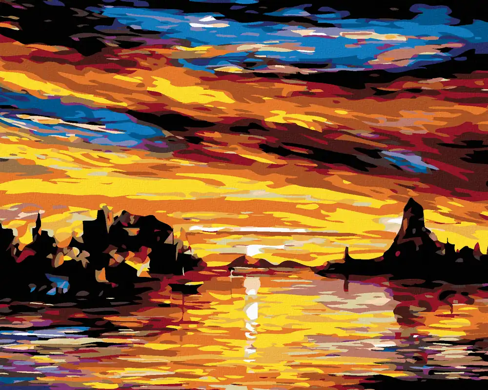 Diamond painting – WUNDERSCHÖNE BUCHT BEIM SONNENUNTERGANG Kostenloser Rückversand