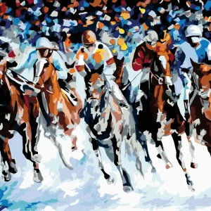 Diamond painting - PFERDE UND JOCKEYS Hochwertig