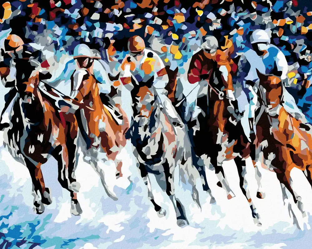 Diamond painting – PFERDE UND JOCKEYS Hochwertig